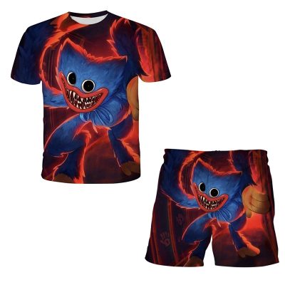 2022 New Glamour Summer Baby Girl Clothes Boys Horror Toys Printed T Shirt Set Cartoon 3D 1 - Huggy Wuggy Plush