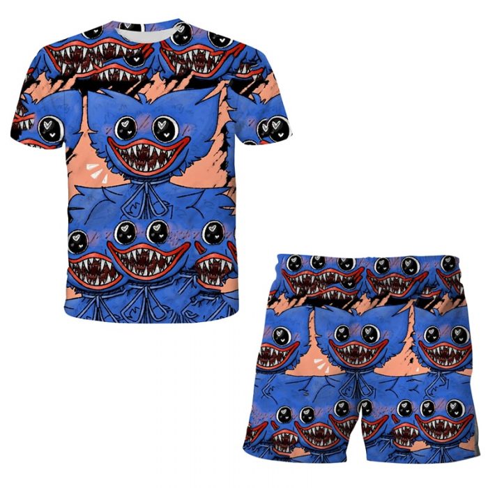 2022 New Glamour Summer Baby Girl Clothes Boys Horror Toys Printed T Shirt Set Cartoon 3D 2 - Huggy Wuggy Plush