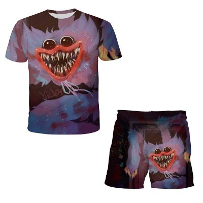 2022 New Glamour Summer Baby Girl Clothes Boys Horror Toys Printed T Shirt Set Cartoon 3D 5 - Huggy Wuggy Plush